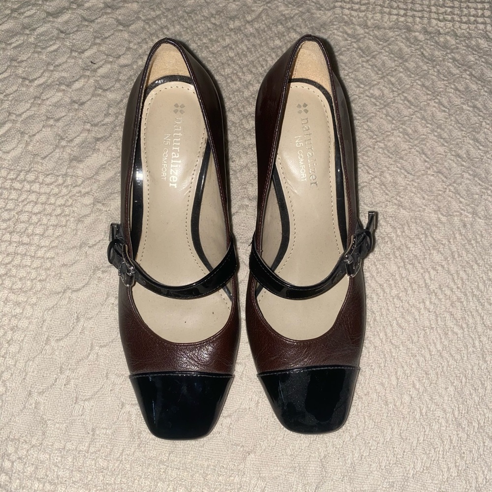 Black and brown heels